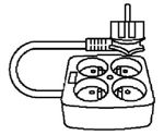 CERAMCO - Meervoudig contactdoos - 4 stopcontacten - vierkant - met snoer